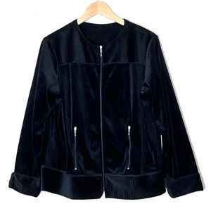 Coldwater Creek | Like new Black velour zip front jacket size medium